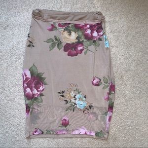 Nude Floral One of a Kind High Waisted Mini Skirt